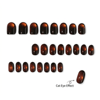 Faux Ongles Magnétiques Œil de Chat Noir Orange Aurore Faits Main Réutilisables Couverture Complète pour Femme Fête Manucure Kit 4580