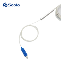 Sopto Fiber Splitter PLC 1*2 1*8 1*16 1*32 untuk G.657.A1 0.9mm SC/UPC konektor 1M pemisah optik tabung baja