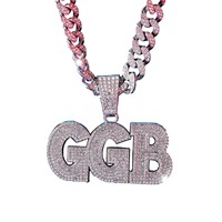 Collier ras du cou personnalisable avec pendentif nom en écriture cursive GGB, chaîne à maillons, bijoux, cadeau