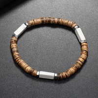 Bracelet en coquille de noix de coco naturelle, multi-couches, fait main, style vintage bohème pour homme, vente en gros, faible MOQ, Woying
