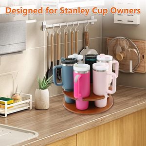 Organizador de Botellas de Agua para Vasos Stanley de 40 oz, Organizador Giratorio de Madera Maciza para Vasos, Perfecto para Armarios de Cocina - Product Image 5