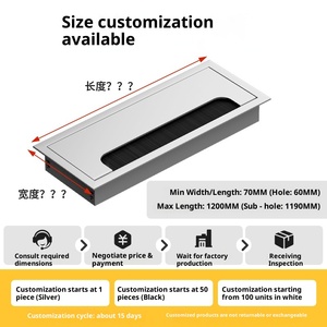 Plaque de couverture rectangulaire en alliage d'aluminium pour trous de câblage de <span class=keywords><strong>meuble</strong></span> <span class=keywords><strong>TV</strong></span> et de bureau - Étanche et résistante à la corrosion - Product Image 3