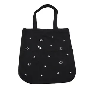2023 Competitive price promotion simple heat transfer printing eco reusable custom logo shopping black cotton tote bag