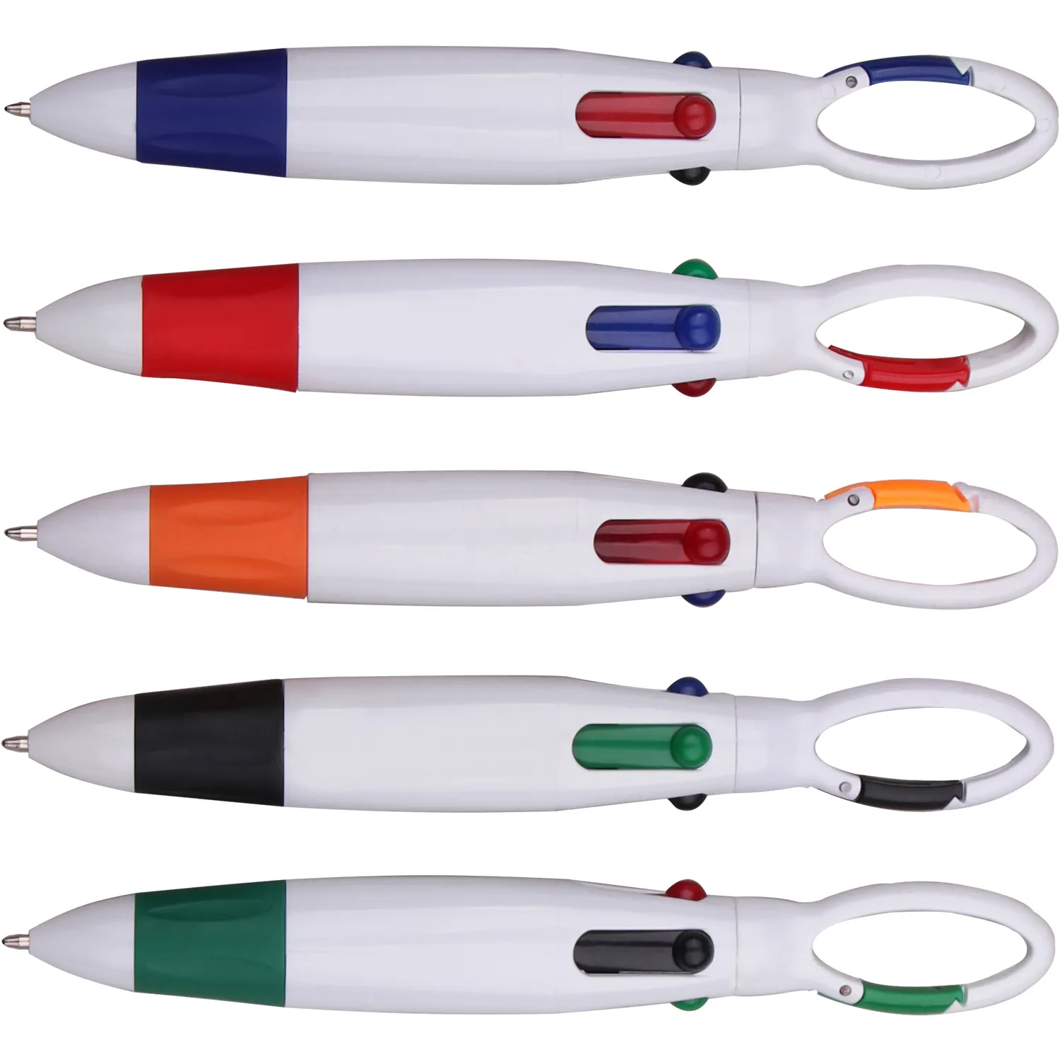 멀티 컬러 플라스틱 맞춤형 로고 4 컬러 카라비너 펜