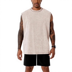 Venta al por mayor directa de fábrica: Camisetas sin mangas de verano para hombre, holgadas, para entrenamiento, estilo urbano, con lavado ácido, 100% algodón. - Product Image 5