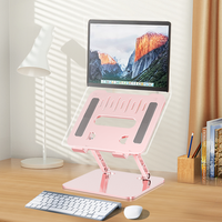 Support pliable pour ordinateur portable, idéal pour les étudiants et les bureaux à domicile, réglable, rose, support pour ordinateur portable, support pour DJ