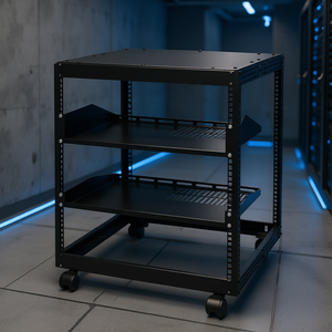 D0100HAD4RU <b>12U</b> Open Frame Server <b>Rack</b> 15''-40'' Adjustable Depth Metal 4 Post AV <b>Rack</b> With Casters For Networking IT - Product Image 2