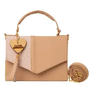 Bolso Bandolera Fana Rafaela de PU con Cierre de Cremallera, Dos Asas, Diseño Color Block y Decoración de Borlas, Moderno para Uso Diario - Product Image 3