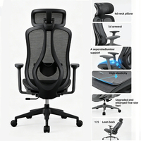 Chaise de bureau ergonomique avec accoudoirs 3D, coussin en mousse moulée, chaise de travail réglable en maille pour bureau à domicile, salon, base pivotante 5 étoiles