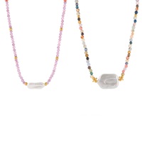 À la mode Baroque Imitation Perle Pendentif Collier En Acier Inoxydable 18k Plaqué Or Coloré Pierre Naturelle Collier De Perles