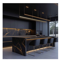 Armoires de cuisine modernes CBMmart en noir complet, design professionnel, avec un bon rapport qualité-prix, meubles de cuisine modulaires