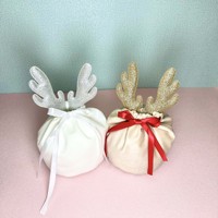 Sacs à bonbons en velours rouge avec cordon de serrage pour Noël, pour emballer des cadeaux pour les fêtes de Noël