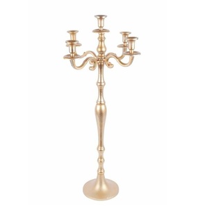 Candélabre de table de mariage à 5 bras de haute qualité finition en métal doré bougeoir décoratif de noël fait à la main - Product Image 1