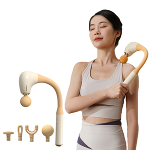 Pistola de Masaje Portátil sin Escobillas <span class=keywords><strong>en</strong></span> Forma de U para Tejido Profundo con Mango Extendido <span class=keywords><strong>y</strong></span> 4 Cabezales de Masaje - Product Image 1