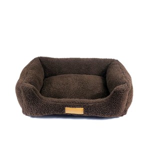 Fabricante al por mayor de lujo cama para perros cálida suave rectángulo de lana de cordero cama para mascotas con patrón impreso - Product Image 1