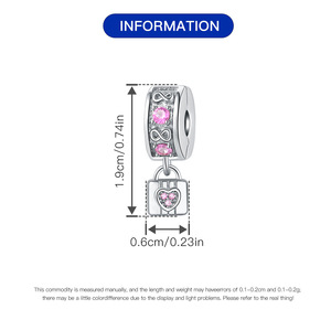 White copper <b>infinity</b> symbol heart box positioning buckle, niche design DIY <b>bracelet</b>, accessory pendant for women - Product Image 3