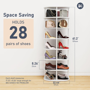 Rotating <b>Shoe</b> Rack 7 Layer 28 Pairs <b>Storage</b> <b>Space</b> <b>Saving</b> <b>Shoe</b> Organizer Round Standing Type - Product Image 1