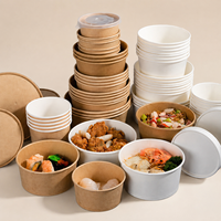 Tazón Redondo Desechable para Pasta, Uso en Catering, Precio Directo de Fábrica, con Tapas Transparentes de PET, Construcción Rígida, Múltiples Capacidades