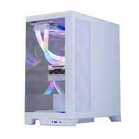 Boîtier PC panoramique avec support de refroidissement liquide 360 mm et ports Type-C, boîtier d'ordinateur de jeu avec ventilateurs ARGB