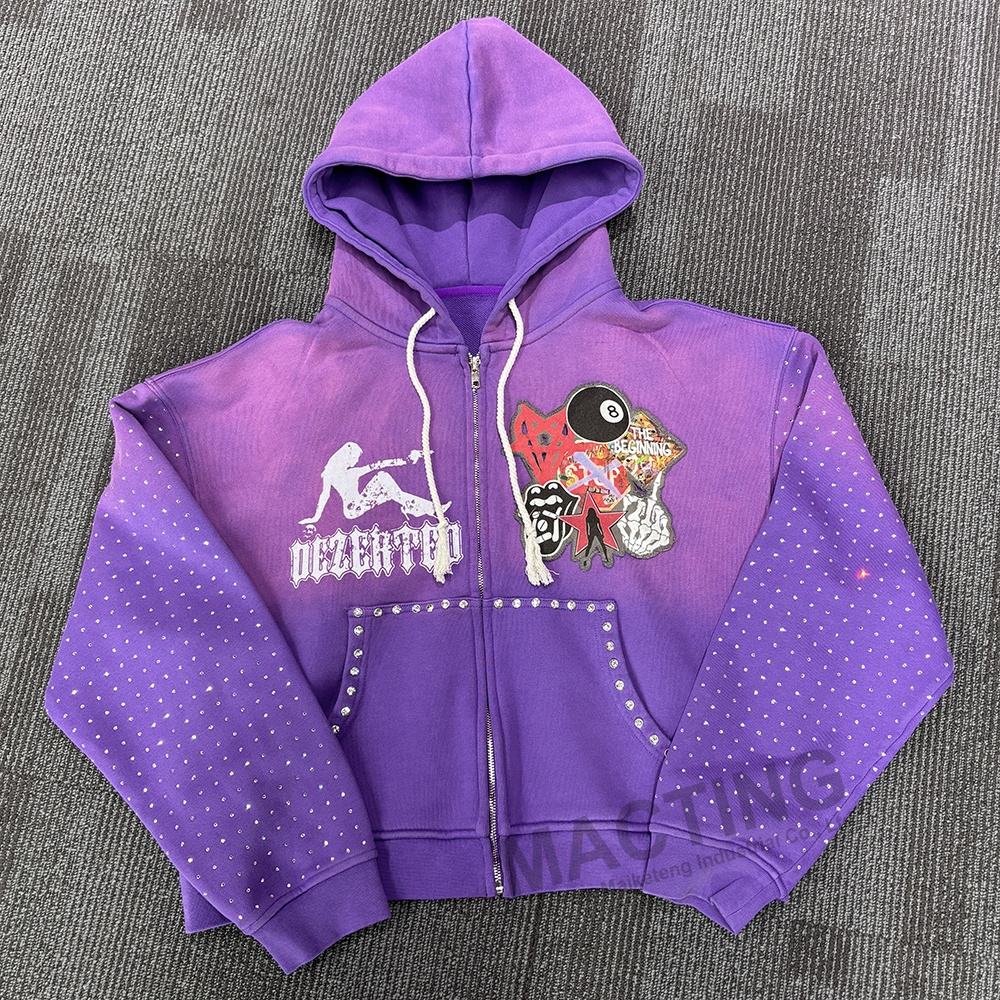 sudadera morada corta de marca, elegante y de primera calidad