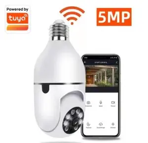 Camera Mini Wifi PTZ TUYA APP 5MP, Camera Giám Sát An Ninh Cho Nhà Thông Minh, Có Bóng Đèn, Dùng Để Giám Sát Nhà Cửa