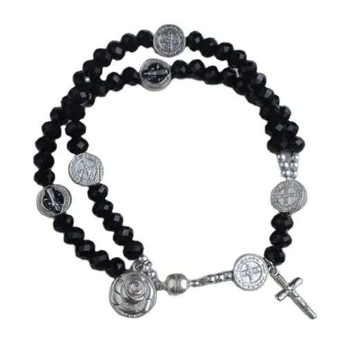 Black Saint Benedict bracelet for Men