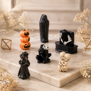 Figurine d'horreur en résine pour Halloween, cadeau pour les fans de films d'horreur, statue de médecin de la peste dans un cercueil effrayant, jouet de fête gothique macabre - Product Image 5