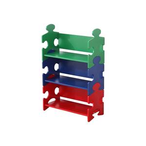 Estantería Infantil con Forma de Rompecabezas de Bloques de Color, 3 Niveles, Rojo, Verde y Azul, Organizador de Juguetes para Niños, Estante de Exhibición - Product Image 3