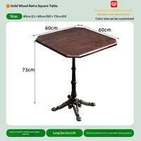 Set da Pranzo Quadrato in Legno Massello Stile Americano Retrò Antico con Struttura in Metallo Industriale per Ristoranti, Caffè e Bar Whiskey