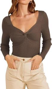 Pull tricoté décontracté à manches longues pour <span class=keywords><strong>femme</strong></span> avec croisement sur la poitrine, style élégant, vente en gros, personnalisable avec logo - Product Image 6
