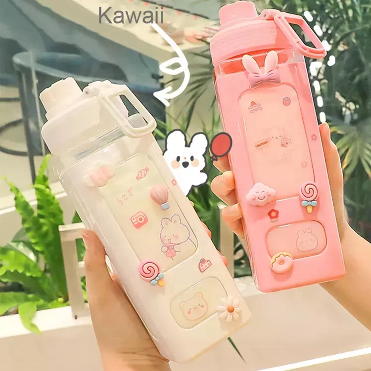JZYZ молоко 1000 мл Kawaii детская бутылка для воды, сжимаемая велосипедная цифровая бутылка для воды с милыми наклейками