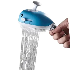 卡通鲸鱼造型儿童淋浴喷头ABS 3功能猫狗宠物按摩沐浴硅胶刷淋浴喷头