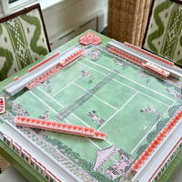 Tapis de jeu de mahjong de luxe pour jardin, motif lapin de dessin animé mignon, design de terrain de tennis, imperméable, antidérapant, pliable