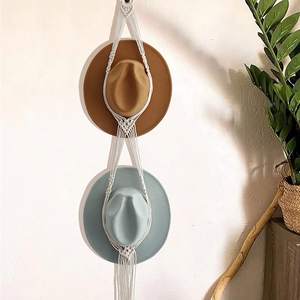 Support mural décoratif Boho fait à la main, <span class=keywords><strong>porte</strong></span>-chapeau, organisateur, <span class=keywords><strong>porte</strong></span>-chapeau en macramé - Product Image 1