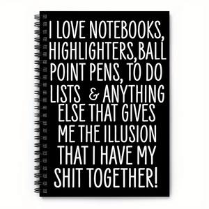 Carnet spirale de haute qualité avec citations humoristiques pour les amateurs de papeterie, carnet A5 ligné pour listes de tâches et notes - Product Image 1