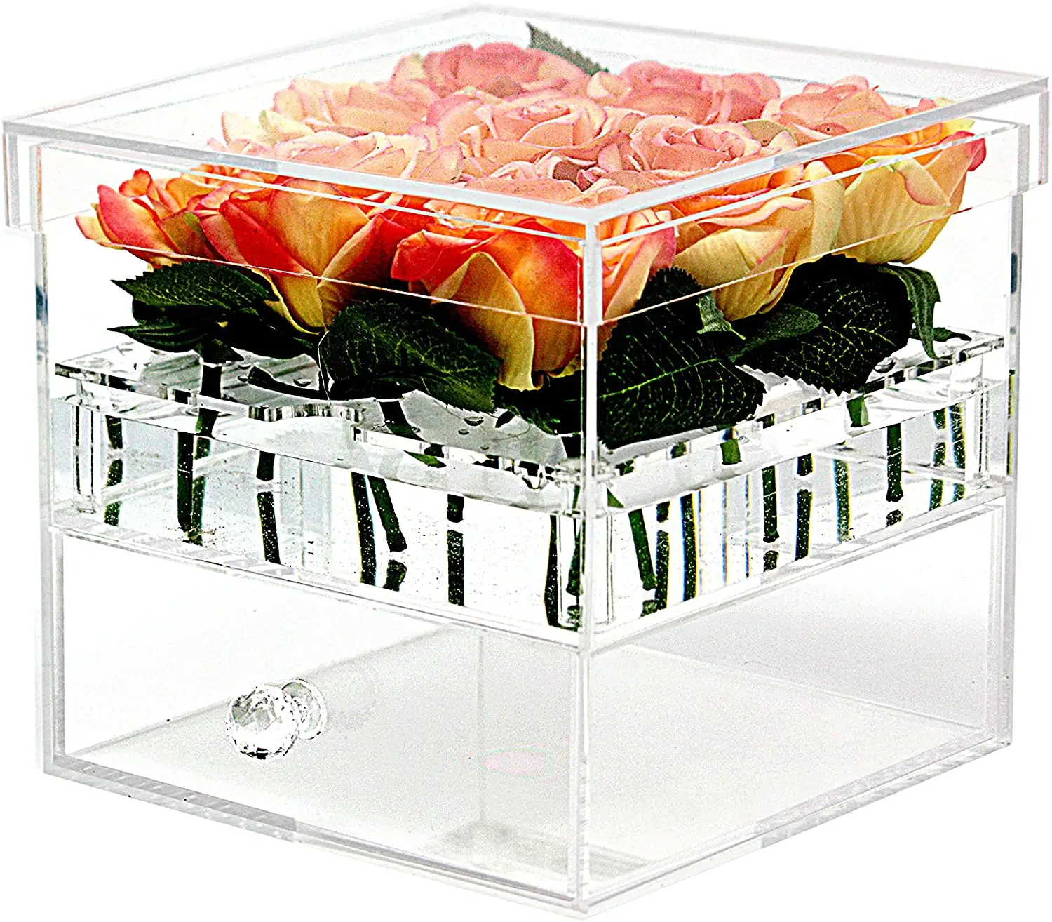 Bảo quản hoa với hộp đồ trang sức tinh tế Acrylic Rose Box cho kỳ nghỉ hoa nhân tạo hộp để bán