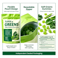 SYC BIO Gummies Super Greens Naturels Mélange de Verts Quotidiens Harmonie Digestive Complément Alimentaire Quotidien 120 Comprimés Sac de 600g Pour Tous Usages Personnalisés