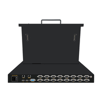 Pantalla LED de 15.6/17/17.3/18.5/19 Pulgadas, 1280*1024, 50-60Hz, Conmutador KVM, Espacio de Rack 1U con 4/8/16 Puertos Seriales