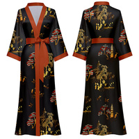 Nouvelle robe en satin pour femme Alibaba, motif floral, longueur intégrale, séchage rapide et respirante, utilisable toute l'année