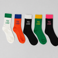 Chaussettes en tricot jacquard personnalisées en gros avec logo, bicolores, multicolores, côtelées en coton pour hommes, chaussettes décontractées pour hommes