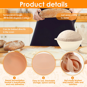 <b>Silicone</b> Bread Proofing Basket Full Set Mold Dishwasher Safe Oven Safe Sourdough <b>Baking</b> Supplies Starter Kit <b>Baking</b> Pastry Tools - Product Image 5