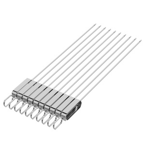 ไม้เสียบบาร์บีคิวสแตนเลสพร้อมด้ามจับ ตะเกียบย่างแบบใช้ซ้ำได้สำหรับทำอาหารกลางแจ้ง ทนทาน 6 ชิ้น - Product Image 1