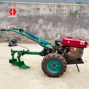 China farm hand held tractor Agricultural 2 wheel diesel engine power tiller walking tractor