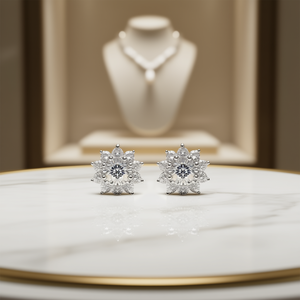 Orecchini di Diamanti Bianchi Champagne Taglio Brillante Rotondo Colore D Oro Bianco Naturale Gioielli Classici da Matrimonio per Donne Certificati GIA - Product Image 2