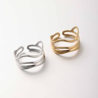 EDGE Fashion Edelstahl Unregelmäßiger Ring Offener Verstellbarer Ring Gold Silber Mehrschichtig Moderner Modischer Ring für Frauen