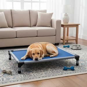 Cama plegable de PVC para perros de lujo para exteriores, colchoneta de verano ecológica y refrescante para dormir, camas elevadas para perros con patrón sólido para mascotas y gatos - Product Image 5