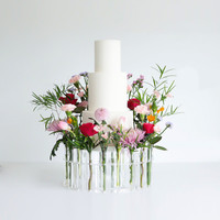 Gaojian Nouveaux centres de table de fête de mariage Acrylique Fleur Gâteau Couronne Gâteau Stand Pour Mariage Anniversaire Baby Shower Décorations de fête