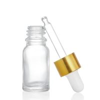 Fournisseur flacon compte-gouttes en verre de 10ml avec pipette fournisseur de luxe noir clair givré résistant aux enfants huile essentielle liquide teinture