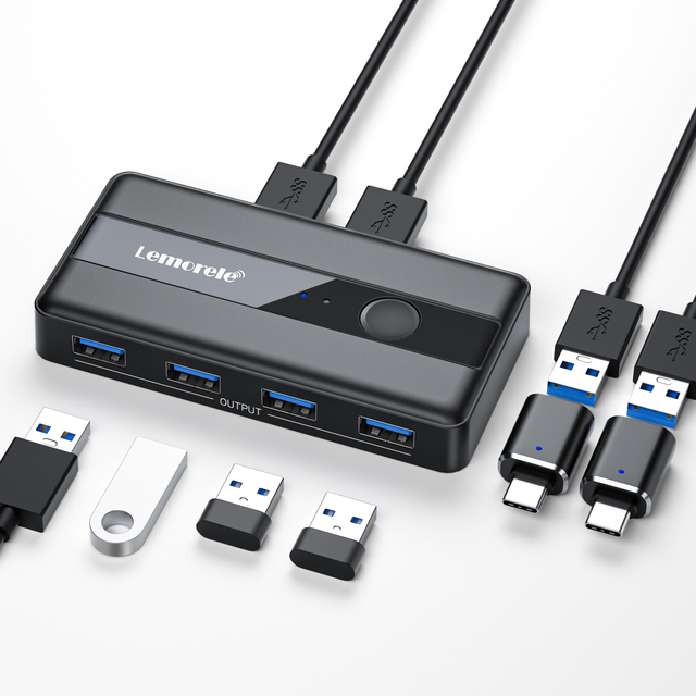 Lemorele H5 2 in 4 Out USB 3.0 USB Mouse Keyboard Switch