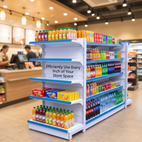 Étagères de supermarché double face, présentoir de vente au détail avec panneau perforé pour magasin de proximité